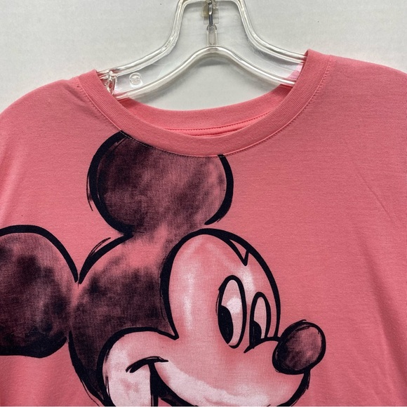 Disney Mickey Mouse Juniors XL/15-17 Chalk Print Tee Shirt Pink Short Sleeve Fun - Picture 3 of 7